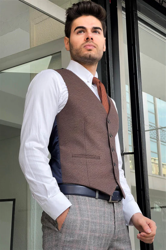 Classic Brown Tweed Waistcoat