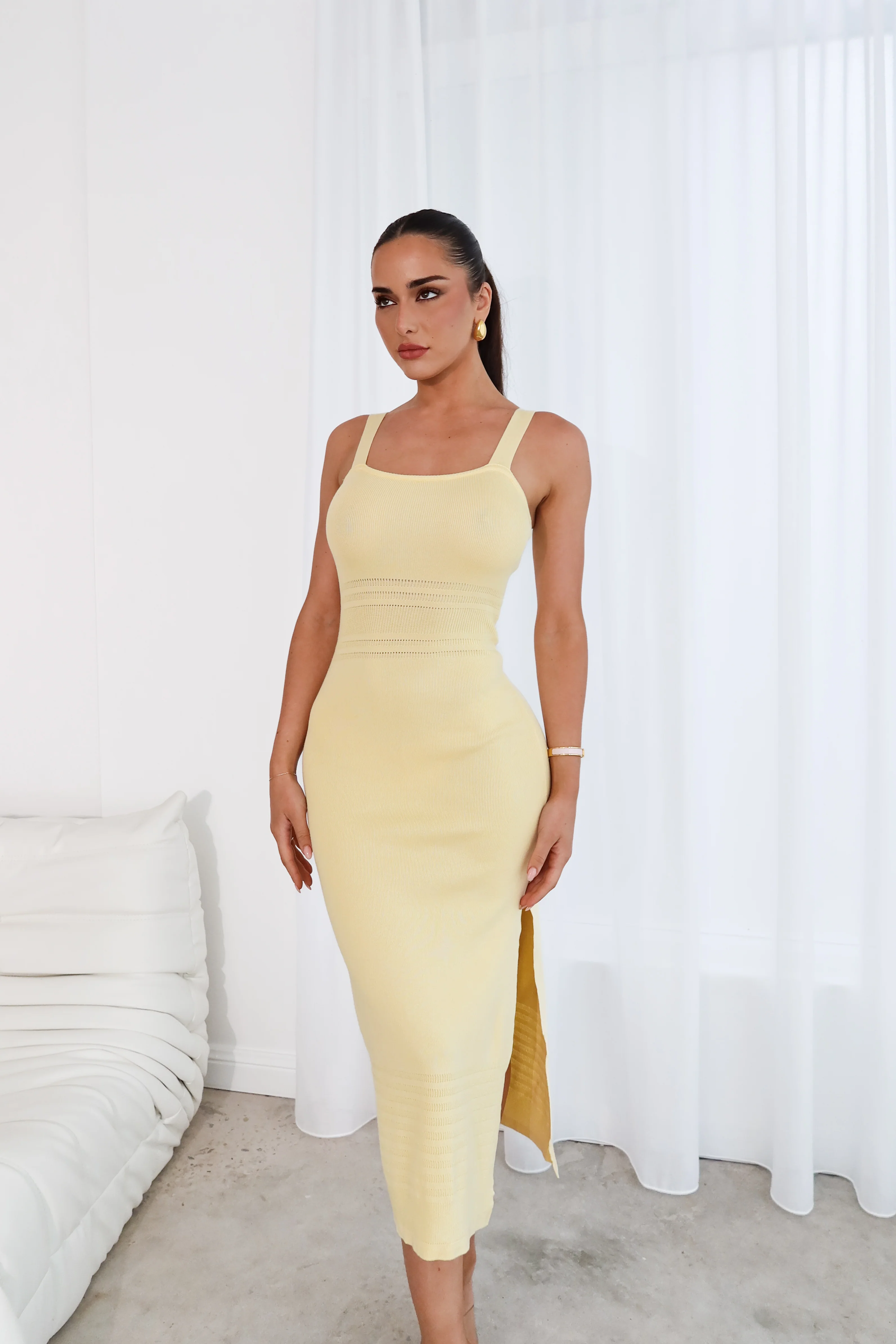 Elegant Yellow Bodycon Dress