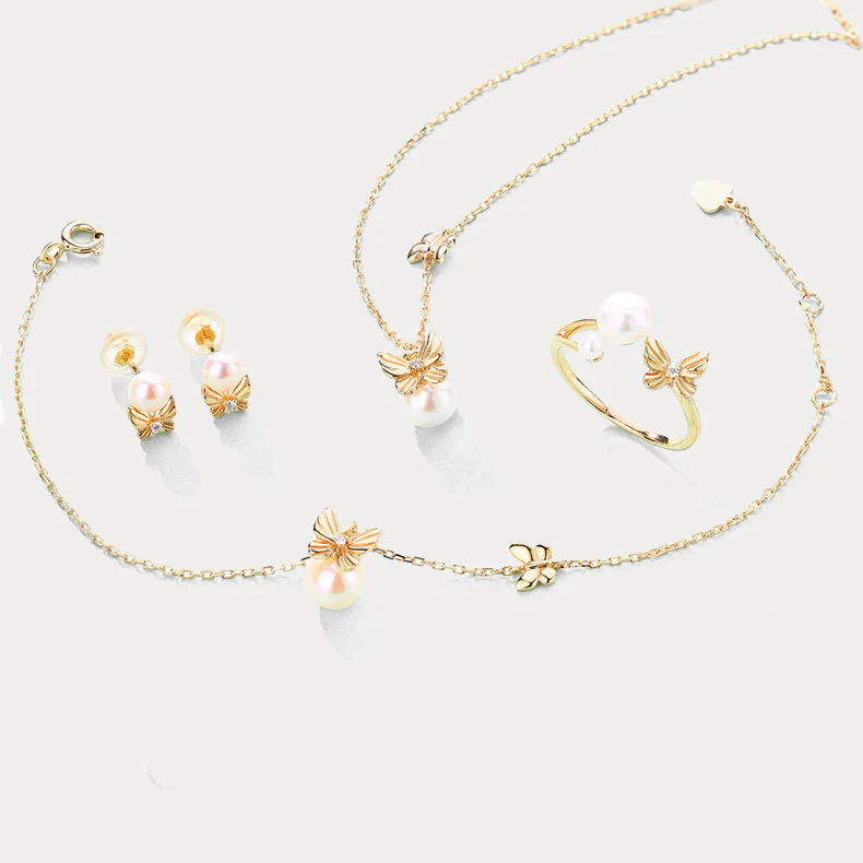 Elegant Pearl & Leaf Adjustable Ring