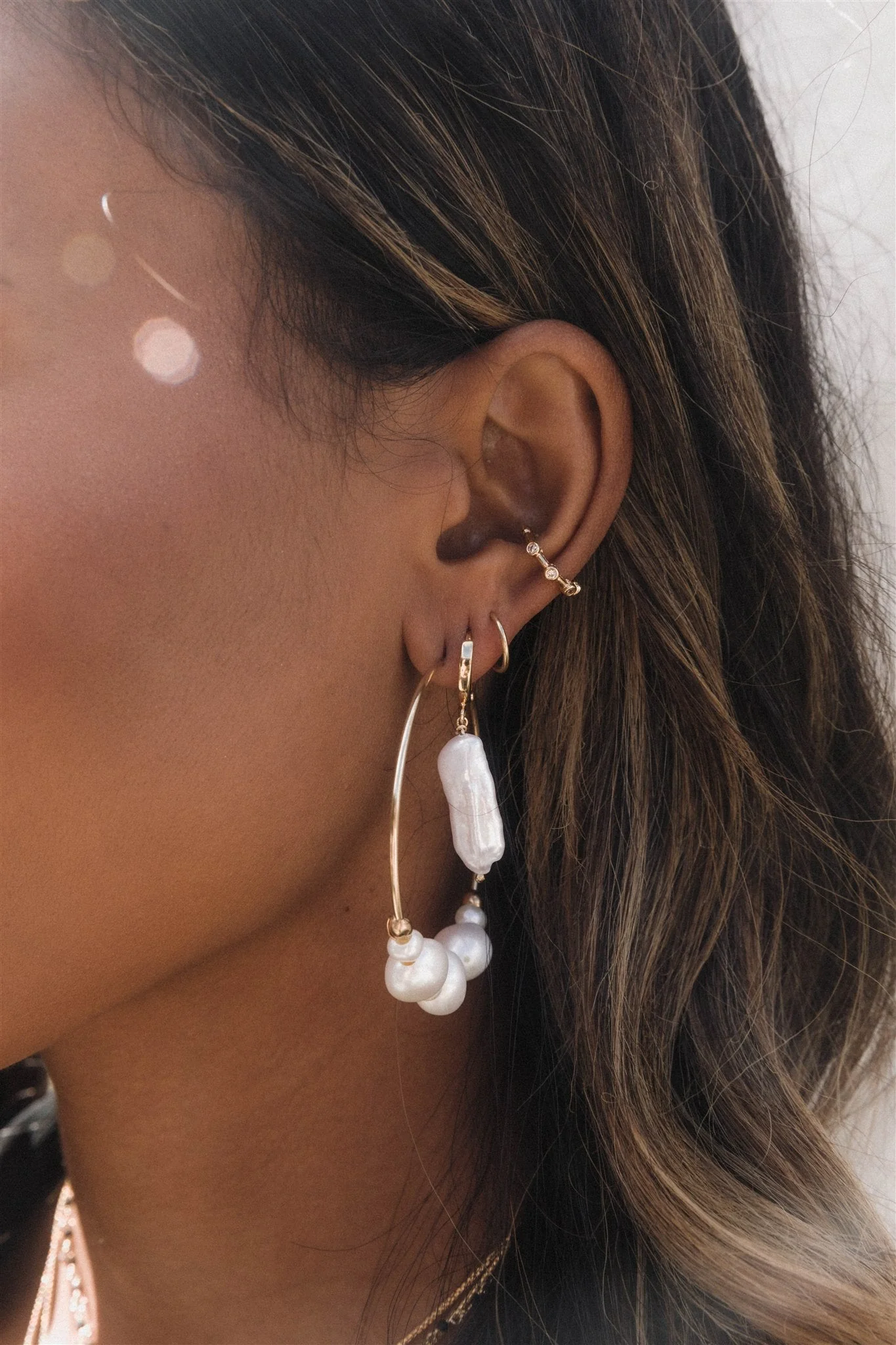 Elegant Pearl Hoop Earrings