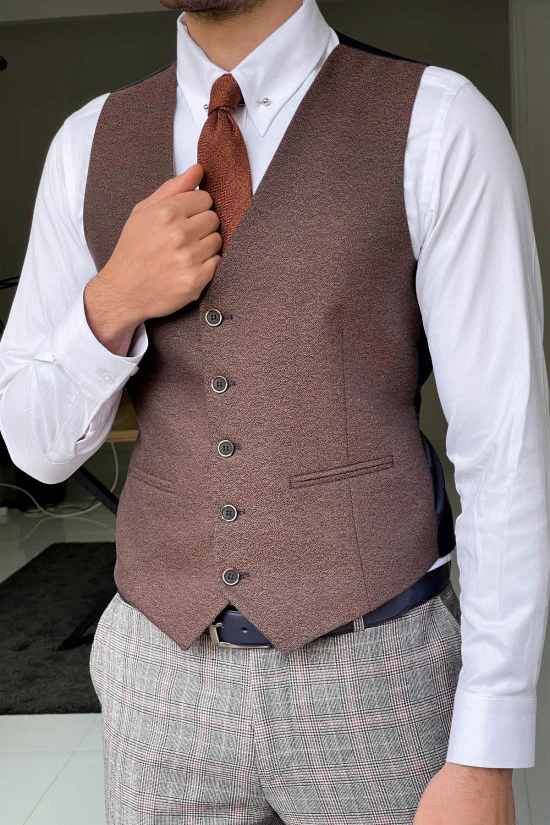 Classic Brown Tweed Waistcoat
