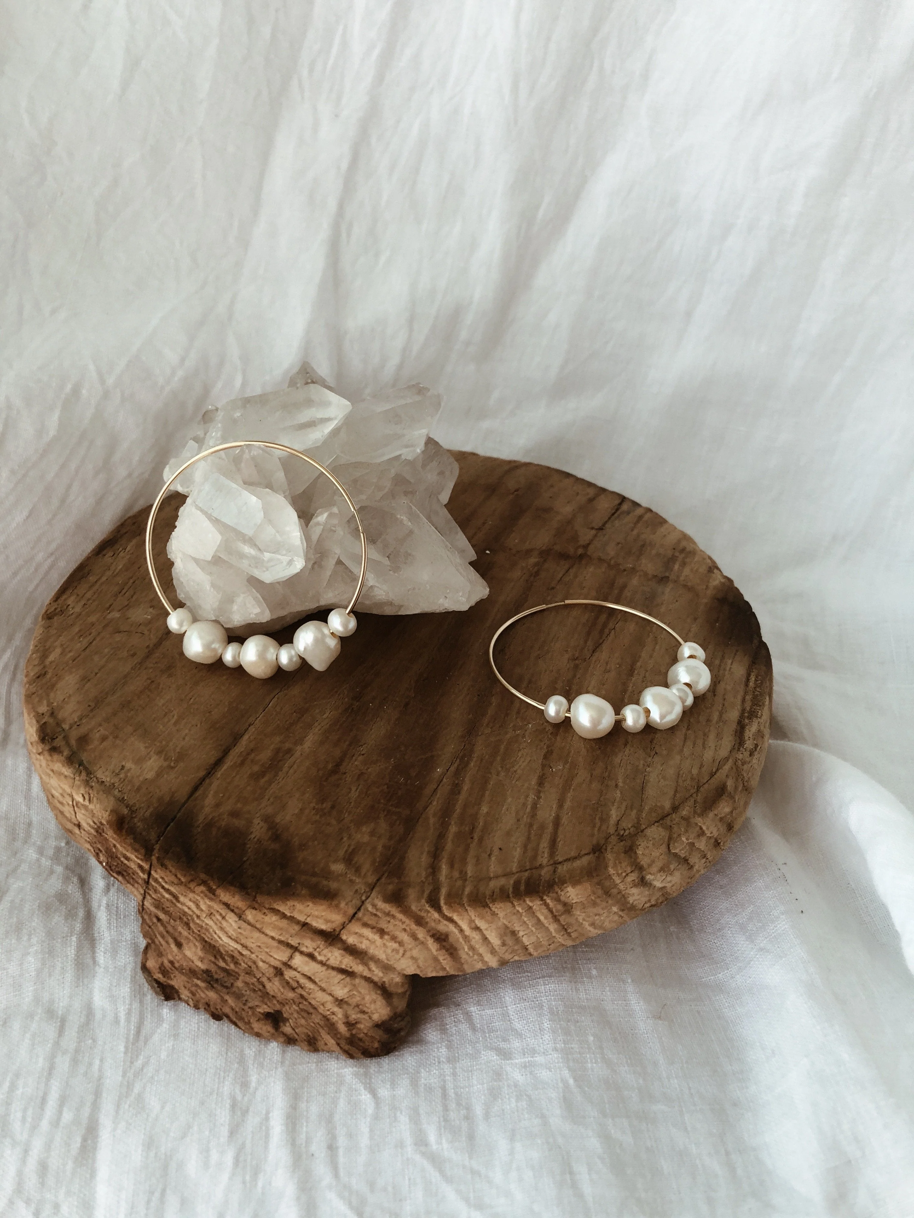 Elegant Pearl Hoop Earrings