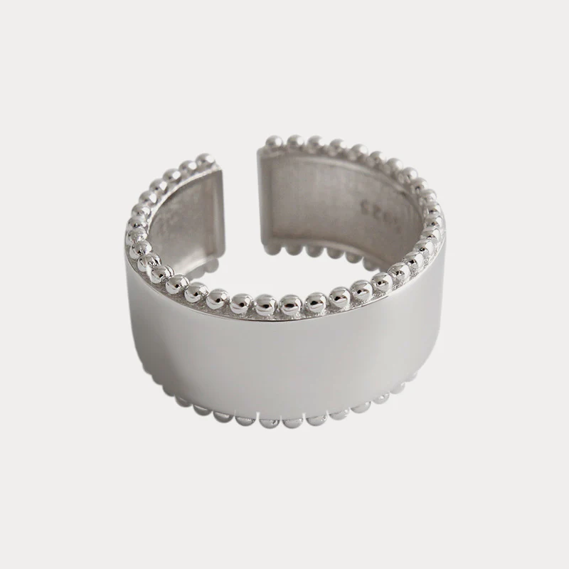 Elegant Beaded Edge Adjustable Ring