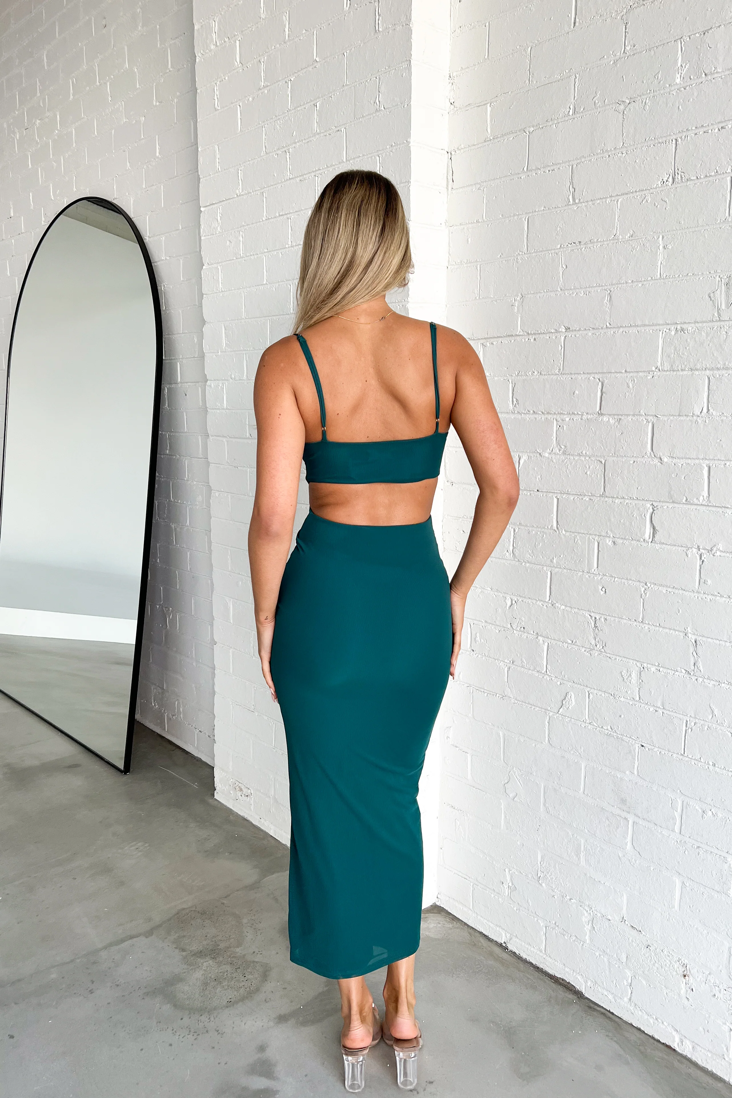 Elegant Teal Bodycon Maxi Dress