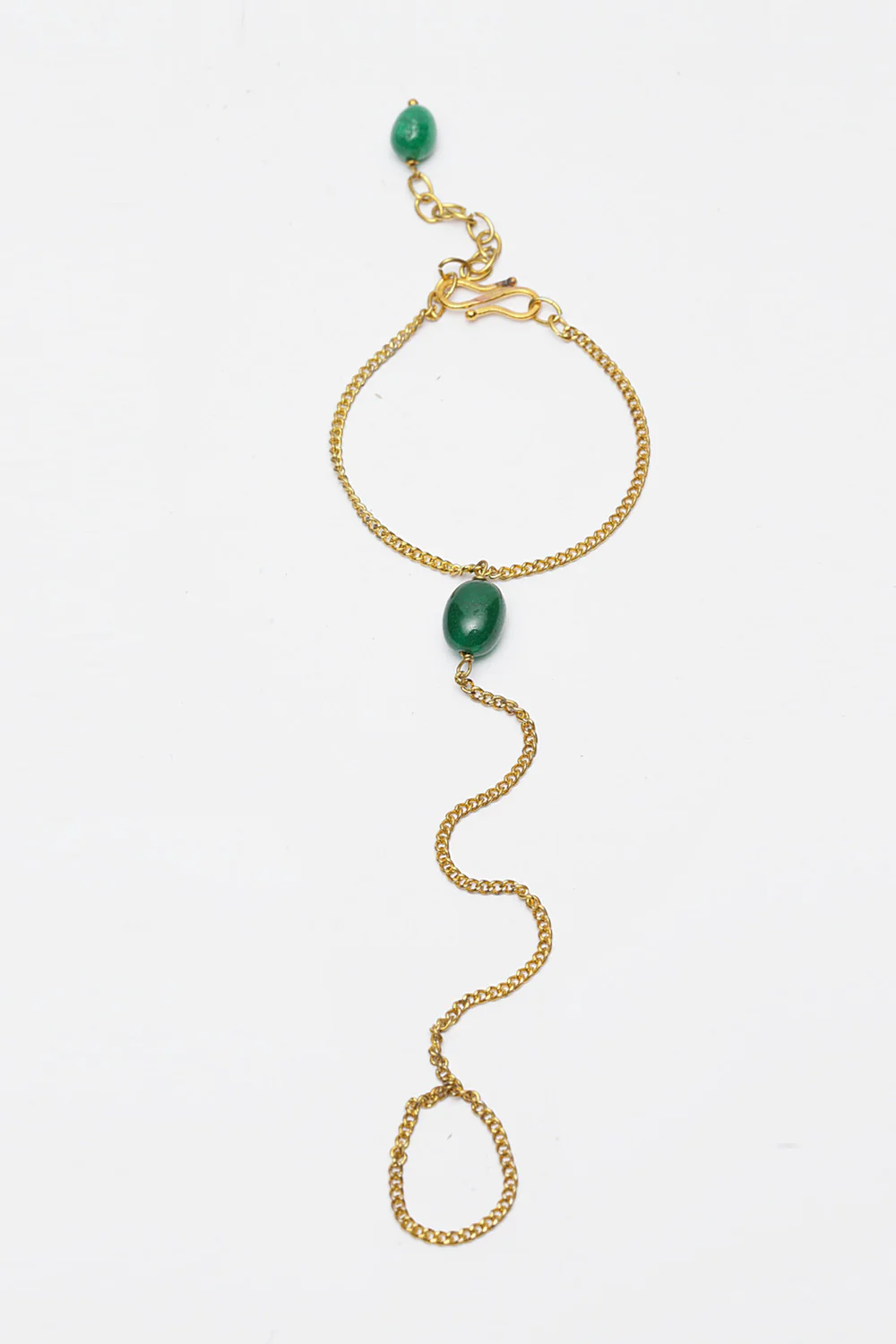 Elegance In Chain - Chic Green Stone Bracelet