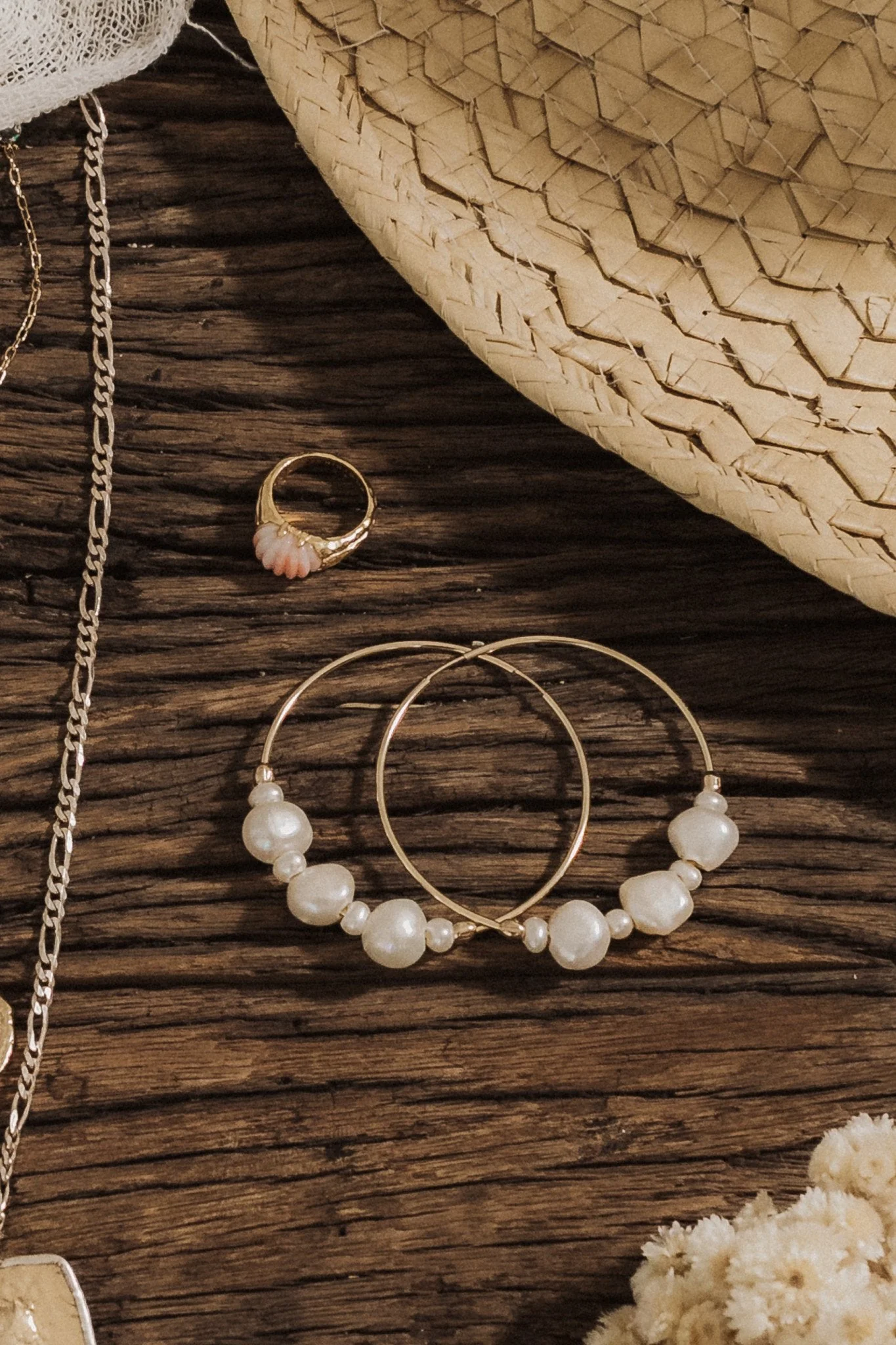 Elegant Pearl Hoop Earrings